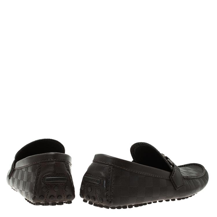 Pre Owned Louis Vuitton Granit Damier Hockenheim Loafers Size 41.5