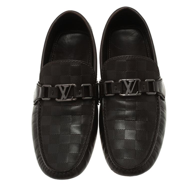 Pre Owned Louis Vuitton Granit Damier Hockenheim Loafers Size 41.5