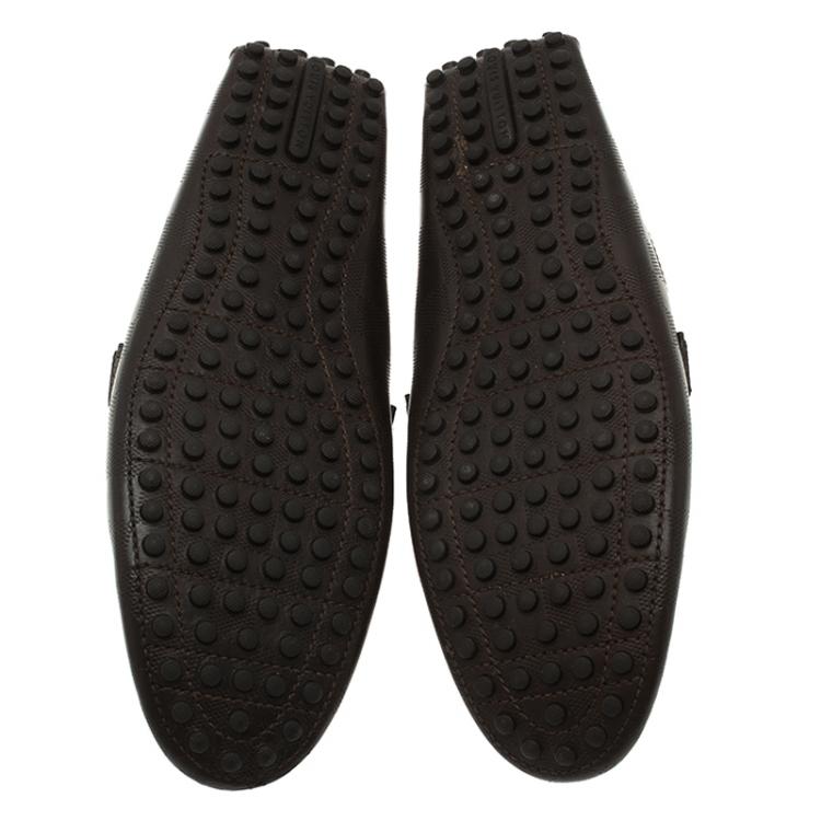 Pre Owned Louis Vuitton Granit Damier Hockenheim Loafers Size 41.5