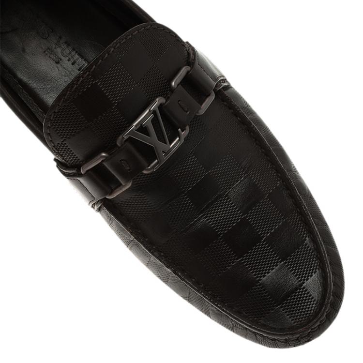 Pre Owned Louis Vuitton Granit Damier Hockenheim Loafers Size 41.5