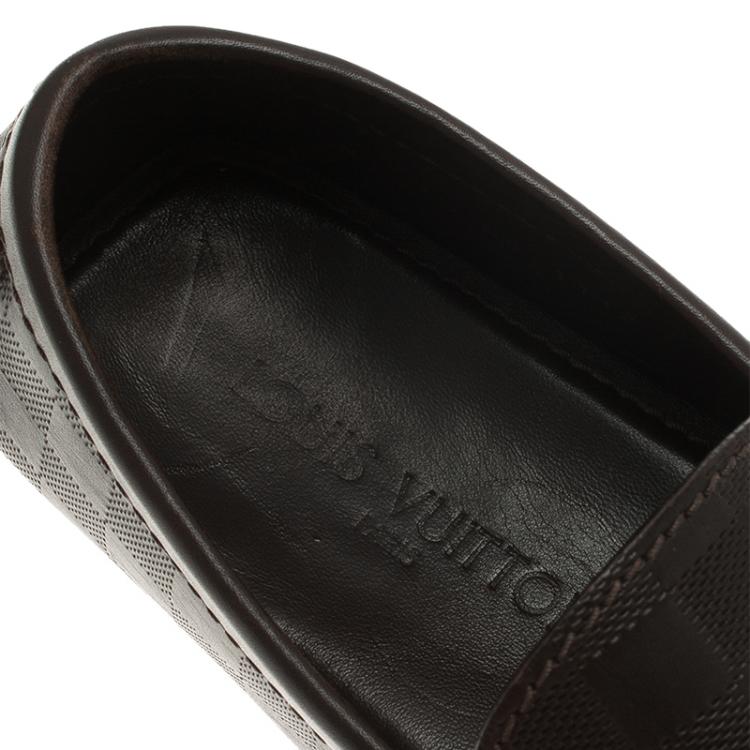 Pre Owned Louis Vuitton Granit Damier Hockenheim Loafers Size 41.5