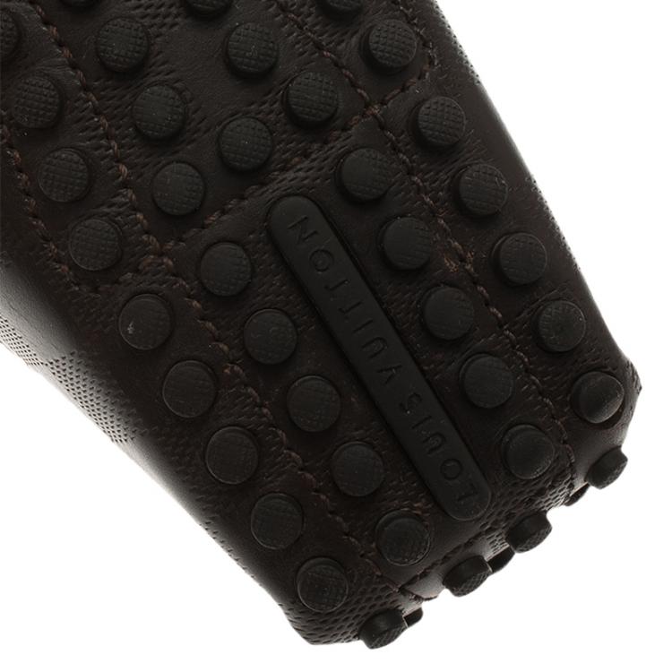 Pre Owned Louis Vuitton Granit Damier Hockenheim Loafers Size 41.5