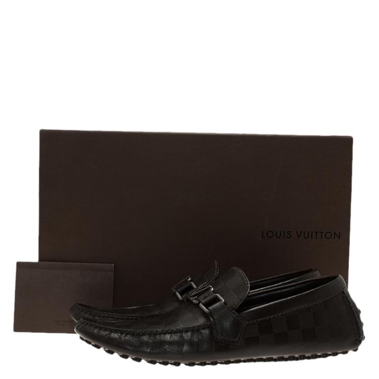 Pre Owned Louis Vuitton Granit Damier Hockenheim Loafers Size 41.5
