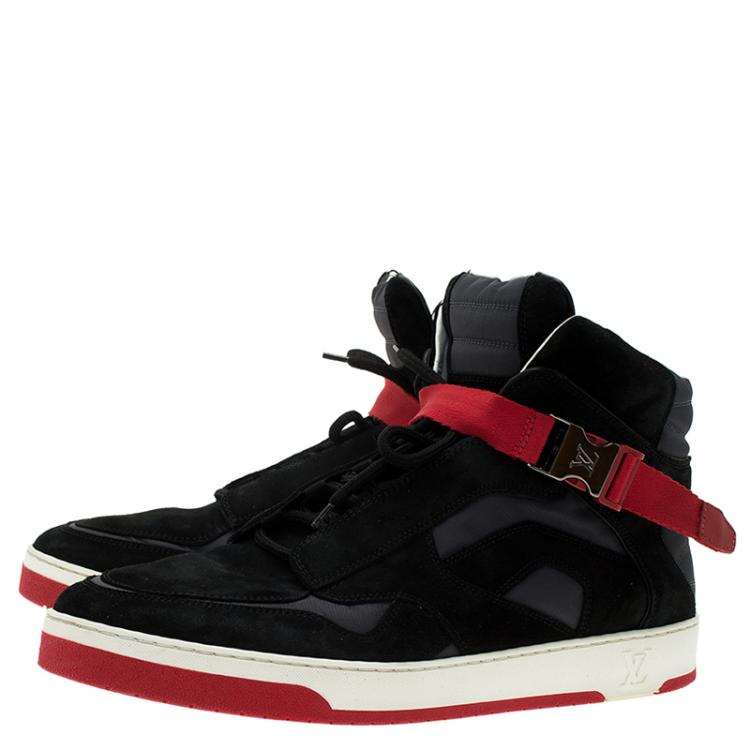 Pre Owned Louis Vuitton Black Suede Slipstream High Top Sneaker Size 43