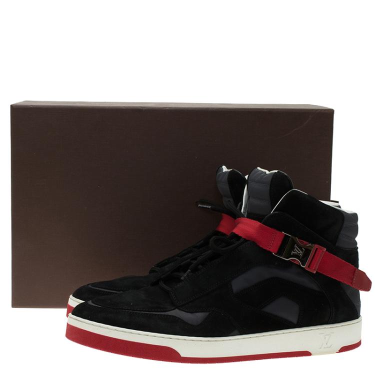 Pre Owned Louis Vuitton Black Suede Slipstream High Top Sneaker Size 43