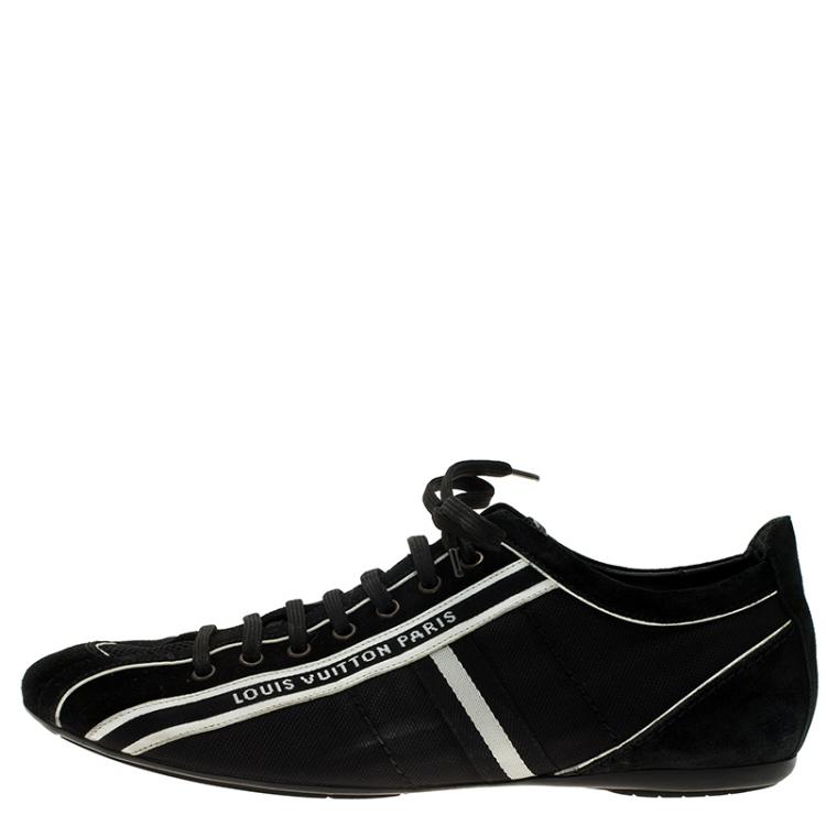 Pre Owned Louis Vuitton Black Canvas and Suede Sneakers 42.5