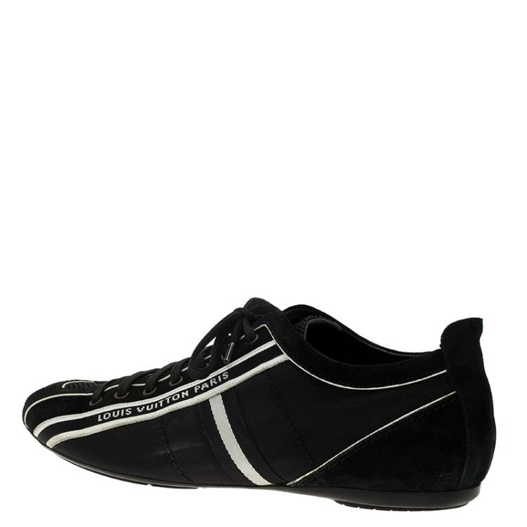 Pre Owned Louis Vuitton Black Canvas and Suede Sneakers 42.5