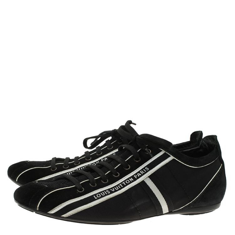 Pre Owned Louis Vuitton Black Canvas and Suede Sneakers 42.5