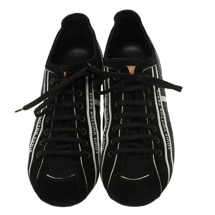Pre Owned Louis Vuitton Black Canvas and Suede Sneakers 42.5