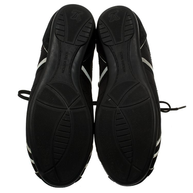 Pre Owned Louis Vuitton Black Canvas and Suede Sneakers 42.5