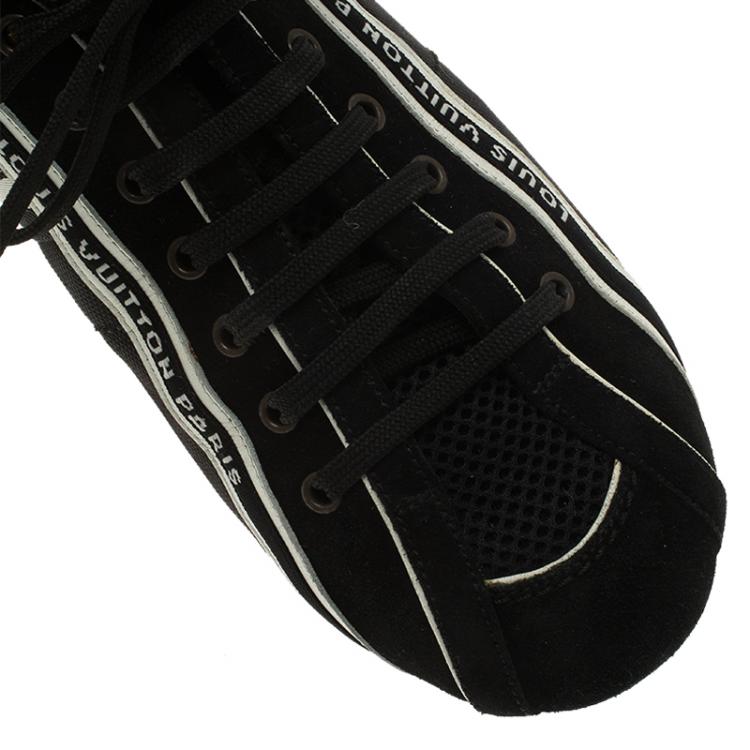 Pre Owned Louis Vuitton Black Canvas and Suede Sneakers 42.5
