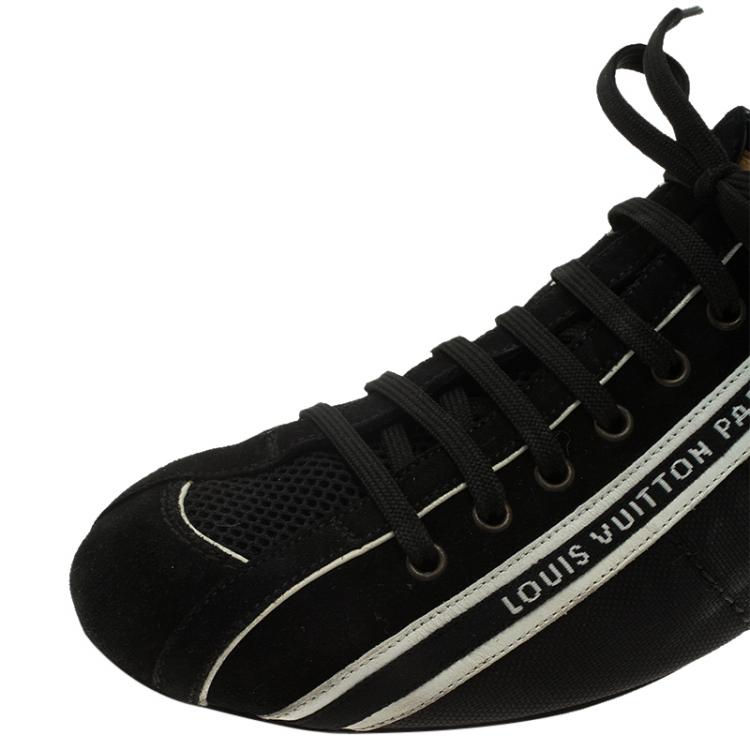 Pre Owned Louis Vuitton Black Canvas and Suede Sneakers 42.5