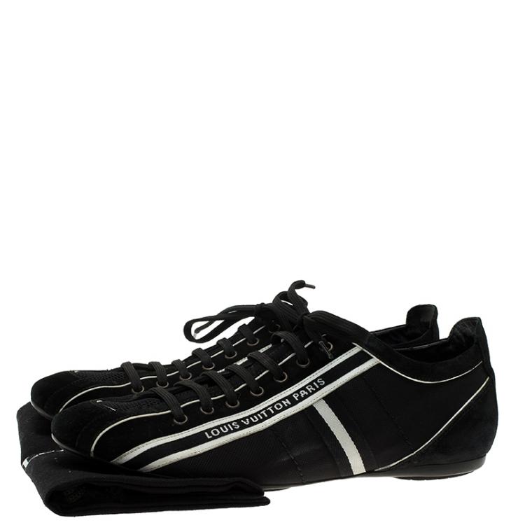 Pre Owned Louis Vuitton Black Canvas and Suede Sneakers 42.5