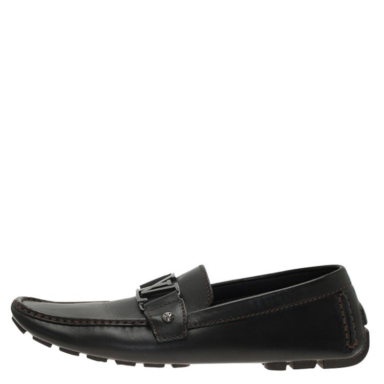 Pre Owned Louis Vuitton Black Leather Monte Carlo Loafers Size 42.5