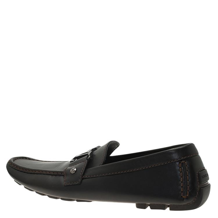 Pre Owned Louis Vuitton Black Leather Monte Carlo Loafers Size 42.5