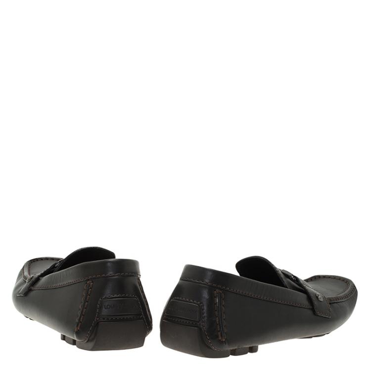 Pre Owned Louis Vuitton Black Leather Monte Carlo Loafers Size 42.5