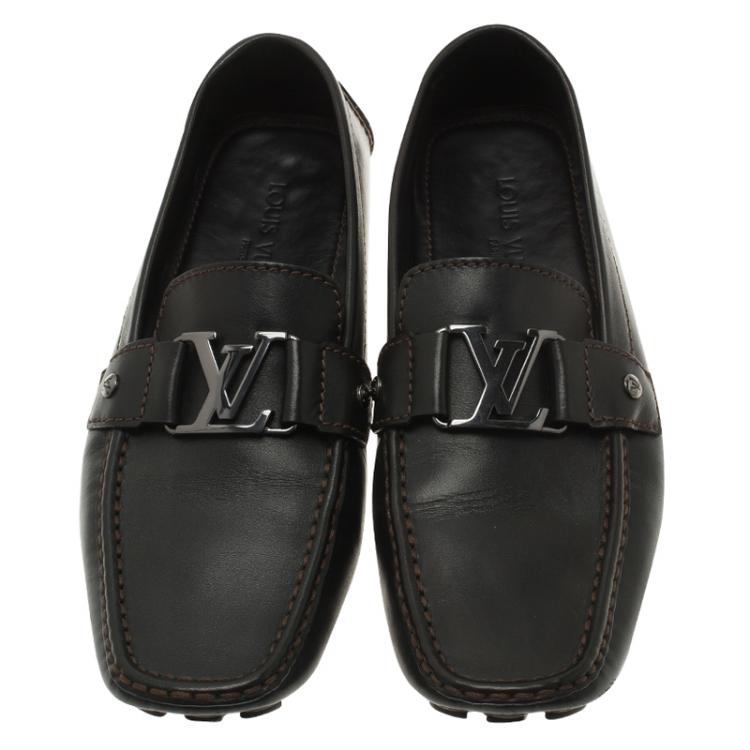 Pre Owned Louis Vuitton Black Leather Monte Carlo Loafers Size 42.5