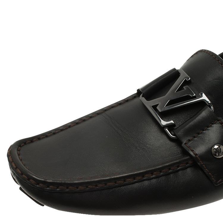 Pre Owned Louis Vuitton Black Leather Monte Carlo Loafers Size 42.5