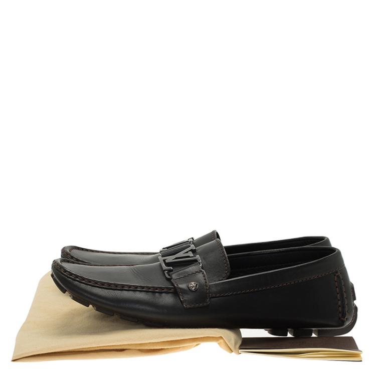 Pre Owned Louis Vuitton Black Leather Monte Carlo Loafers Size 42.5
