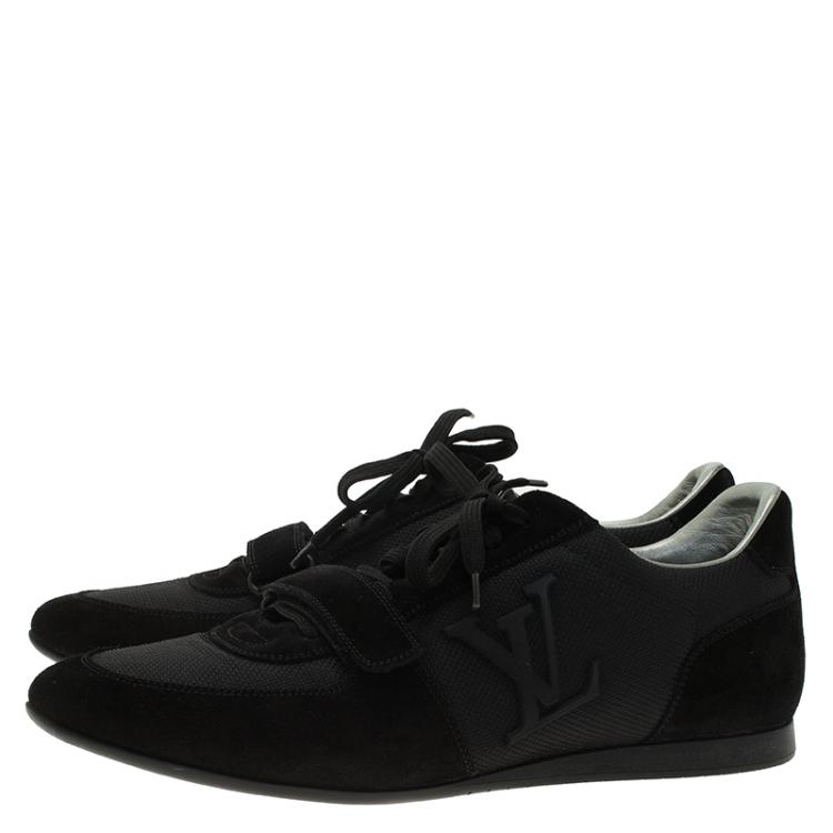 Pre Owned Louis Vuitton Black Suede and Mesh Lace Up Sneakers Size 41.5