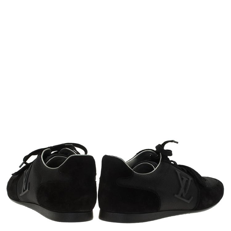 Pre Owned Louis Vuitton Black Suede and Mesh Lace Up Sneakers Size 41.5