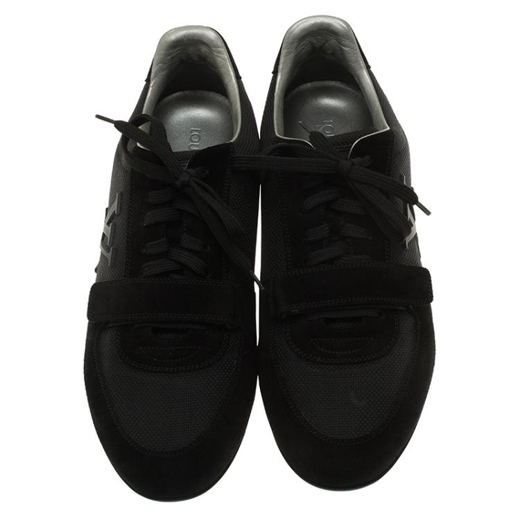 Pre Owned Louis Vuitton Black Suede and Mesh Lace Up Sneakers Size 41.5