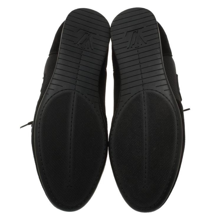 Pre Owned Louis Vuitton Black Suede and Mesh Lace Up Sneakers Size 41.5