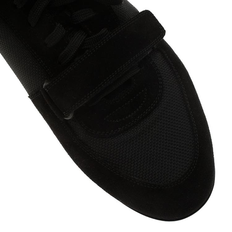 Pre Owned Louis Vuitton Black Suede and Mesh Lace Up Sneakers Size 41.5