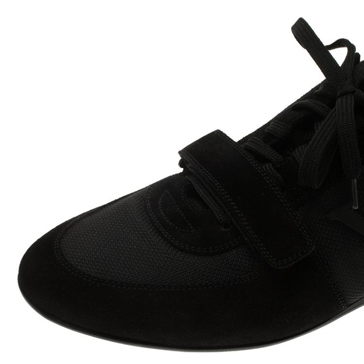 Pre Owned Louis Vuitton Black Suede and Mesh Lace Up Sneakers Size 41.5