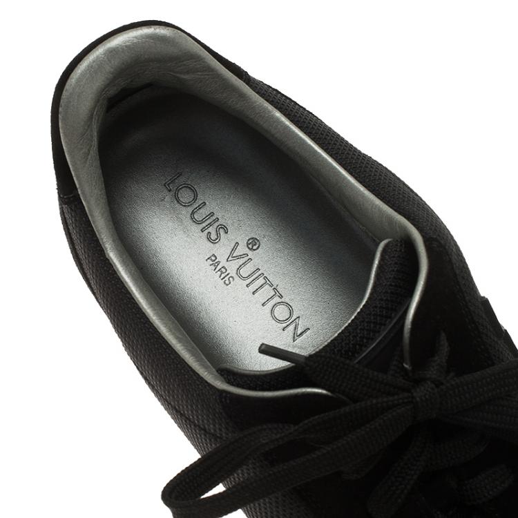 Pre Owned Louis Vuitton Black Suede and Mesh Lace Up Sneakers Size 41.5