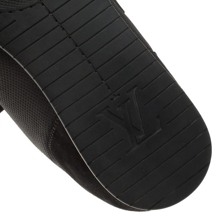 Pre Owned Louis Vuitton Black Suede and Mesh Lace Up Sneakers Size 41.5