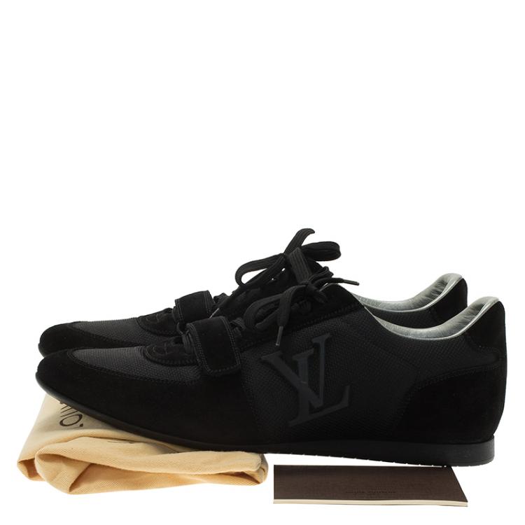 Pre Owned Louis Vuitton Black Suede and Mesh Lace Up Sneakers Size 41.5