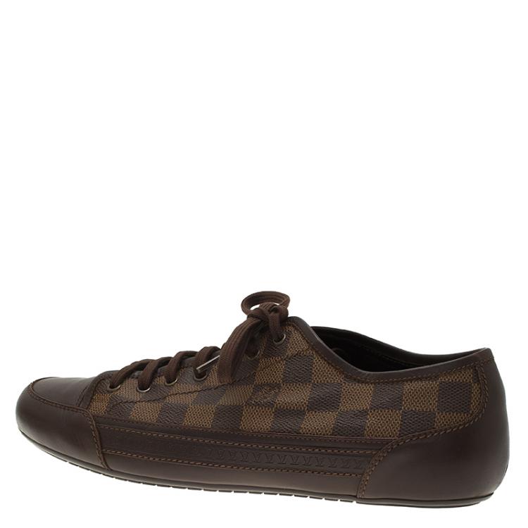 Pre Owned Louis Vuitton Damier Ebene Canvas and Leather Sneakers Size 42.5