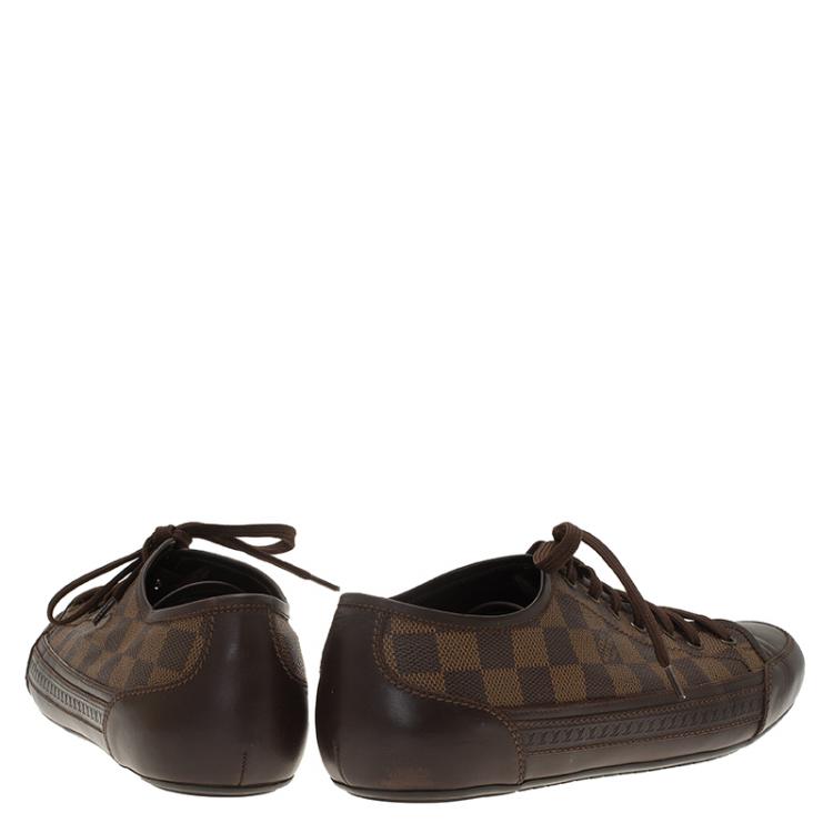 Pre Owned Louis Vuitton Damier Ebene Canvas and Leather Sneakers Size 42.5
