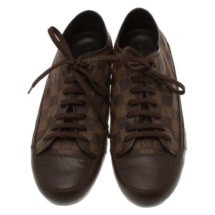 Pre Owned Louis Vuitton Damier Ebene Canvas and Leather Sneakers Size 42.5