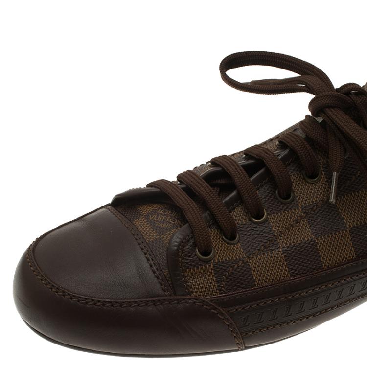 Pre Owned Louis Vuitton Damier Ebene Canvas and Leather Sneakers Size 42.5