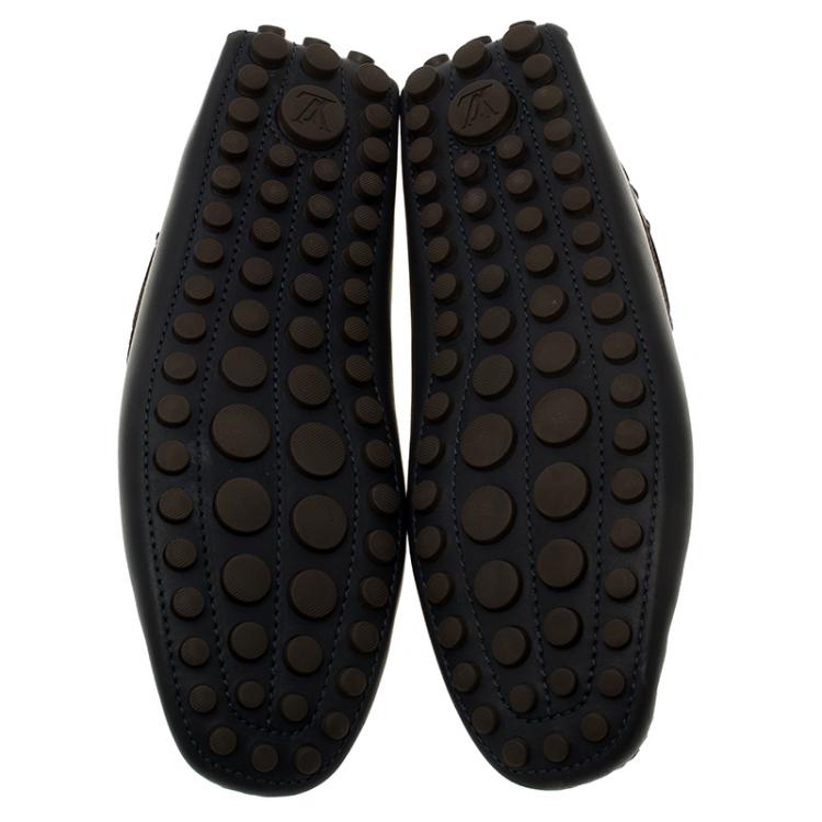 Pre Owned Louis Vuitton Tricolor Leather Bow Loafers Size 41.5