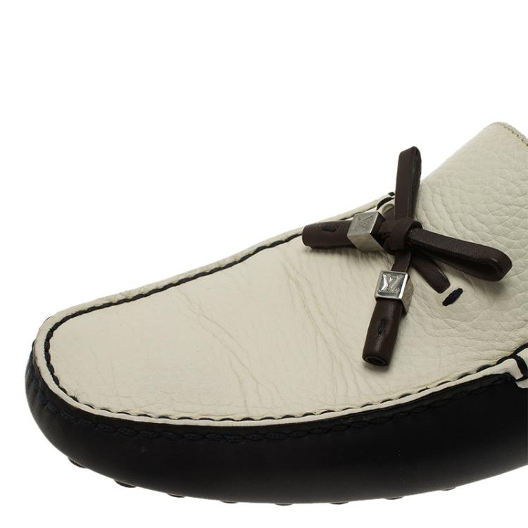 Pre Owned Louis Vuitton Tricolor Leather Bow Loafers Size 41.5
