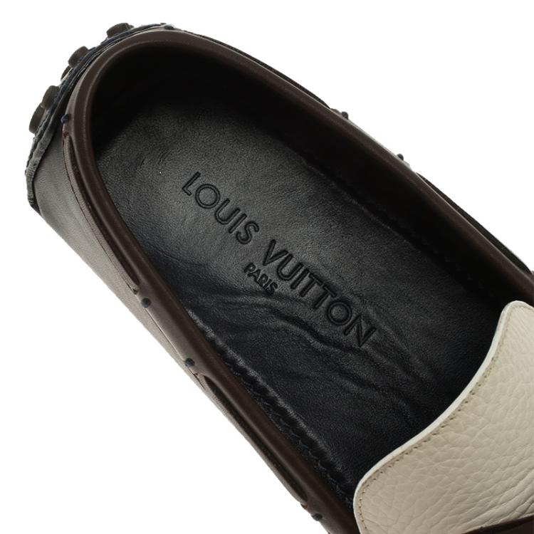 Pre Owned Louis Vuitton Tricolor Leather Bow Loafers Size 41.5