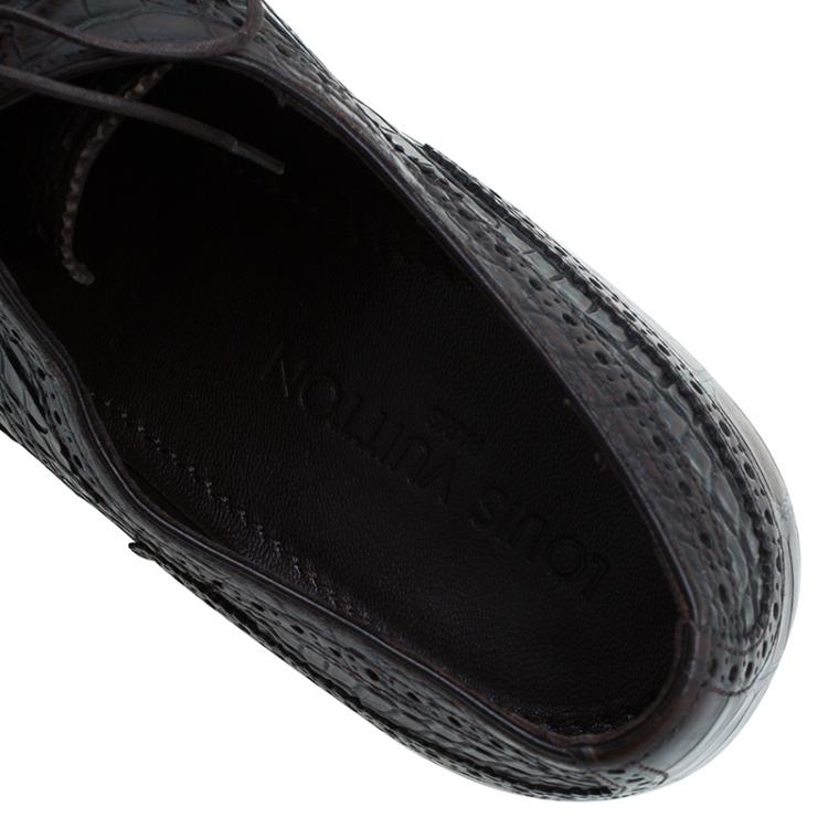 Pre Owned Louis Vuitton Two Tone Alligator Leather Brogue Derby Size 45