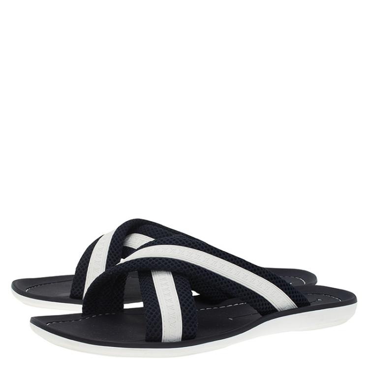 Pre Owned Louis Vuitton Two Tone Criss Cross Sandals Size 42.5