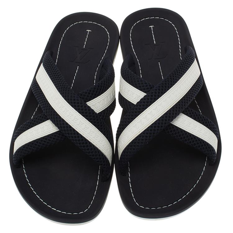 Pre Owned Louis Vuitton Two Tone Criss Cross Sandals Size 42.5