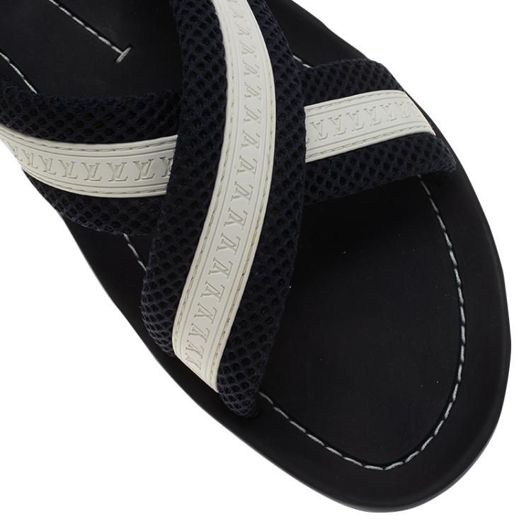 Pre Owned Louis Vuitton Two Tone Criss Cross Sandals Size 42.5