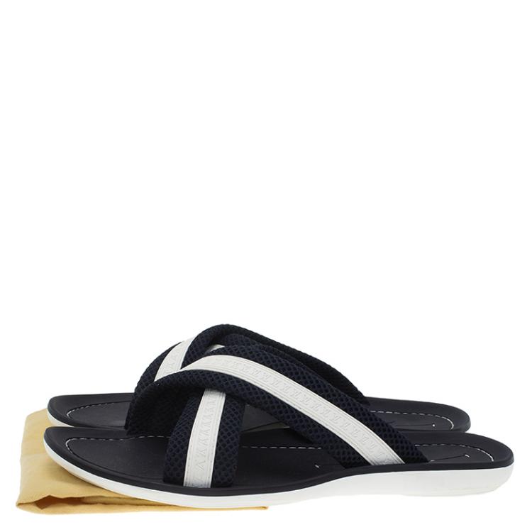 Pre Owned Louis Vuitton Two Tone Criss Cross Sandals Size 42.5