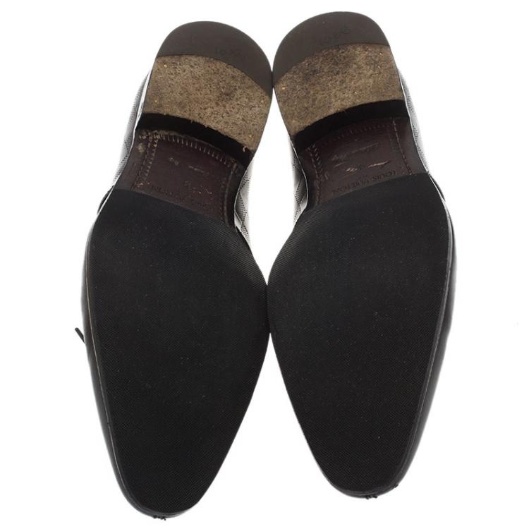 Pre Owned Louis Vuitton Black Damier Embossed Leather Lace Up Oxfords Size 43