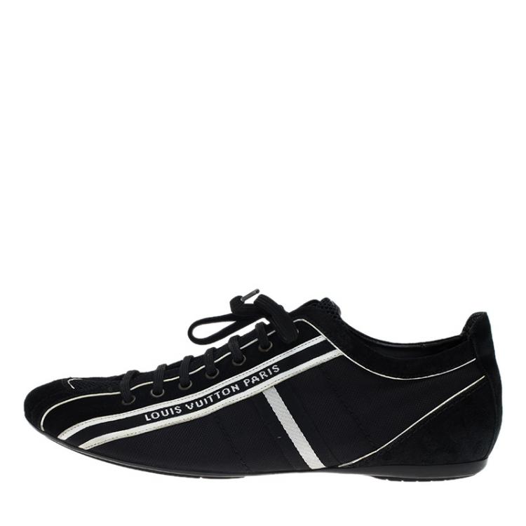 Pre Owned Louis Vuitton Black Canvas and Suede Sneakers Size 42.5