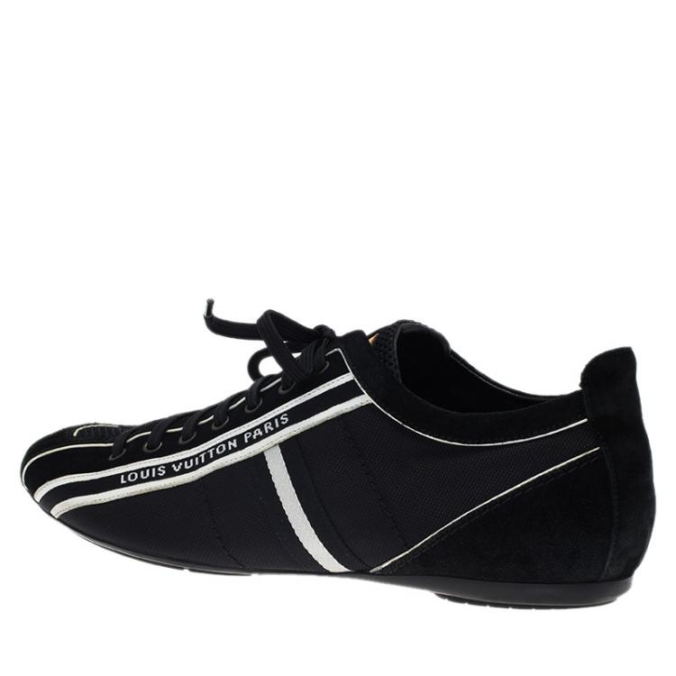 Pre Owned Louis Vuitton Black Canvas and Suede Sneakers Size 42.5
