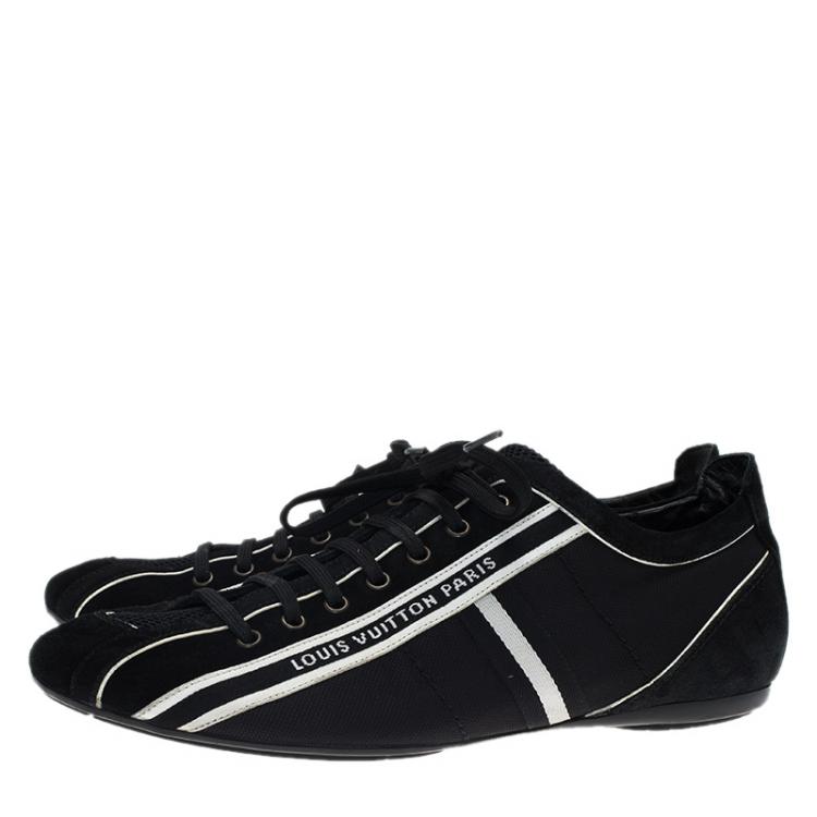 Pre Owned Louis Vuitton Black Canvas and Suede Sneakers Size 42.5