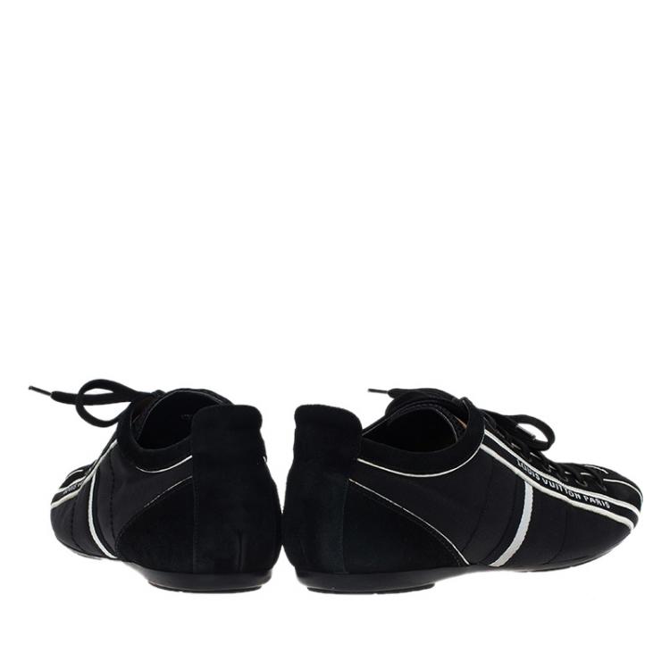 Pre Owned Louis Vuitton Black Canvas and Suede Sneakers Size 42.5