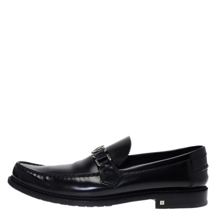 Pre Owned Louis Vuitton Black Leather Major Loafers Size 45
